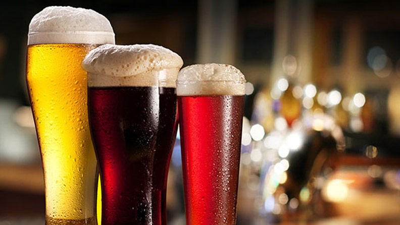 Beers on the bar at Hops House at Argosy Casino Alton.