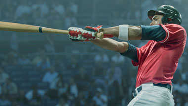 baseball player swinging